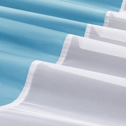 UFRIDAY Light Blue Hotel Spa Style Fabric Shower Curtain with Mesh Window, 72-Inch by 78-Inch