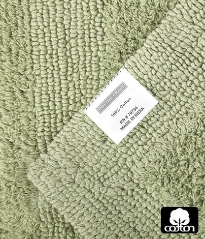 COTTON CRAFT 2 Pack Reversible Bath Mat Rug - Luxurious 17x24 Sage Green