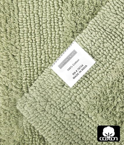 COTTON CRAFT Bath Rugs - 2 Pack Large 20x30 Soft Plush Bath Mats - Sage
