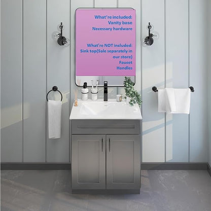 Grey Shaker Sink Base Bathroom Vanity 24"/30"/36" Width (30" Width)