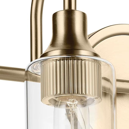 Kichler Kavi 12.5" 2-Light Vanity Light with Clear Glass in Champagne Bronze, Damp Rated, for Bathroom, Powder Room, Over a Mirror, (12.5" W x 10" H), 55210CPZ