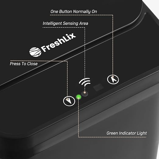 FRESHLIX Bathroom Automatic Trash Can, 4 Gallon Touchless Motion Sensor Small Garbage Can with Lid Smart Electric Narrow Waterproof Garbage Bin for Bedroom Office, Black