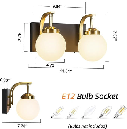 2 Lights Bathroom Vanity Light Fixtures Over Mirror Modern Sand Black Gold Wall Sconce Vanity Light for Bathroom Lighting