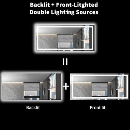 LOAAO 72"X32" LED Bathroom Mirror with Lights, UL Listed | Anti-Fog, Dimmable, 3 Color Temperature, Backlit + Front Lit, Memory Function, Tempered Glass