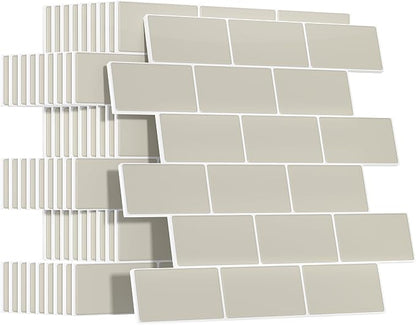Peel and Stick Backsplash for Kitchen: Self Adhesive Wall Tiles for Bathroom - Vinyl Thick Back Splash Tile (10, Light Coffee)