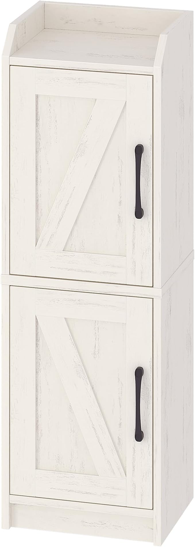 Bathroom Storage Cabinet, Small Corner Floor Cabinet with Door and Shelves, Narrow Bathroom Organizer and Paper Storage with Adjustable Shelves, for Small Spaces, Rustic White BC27114X