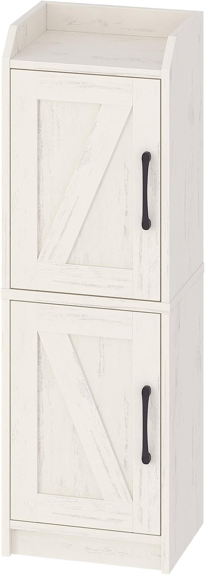 Bathroom Storage Cabinet, Small Corner Floor Cabinet with Door and Shelves, Narrow Bathroom Organizer and Paper Storage with Adjustable Shelves, for Small Spaces, Rustic White BC27114X