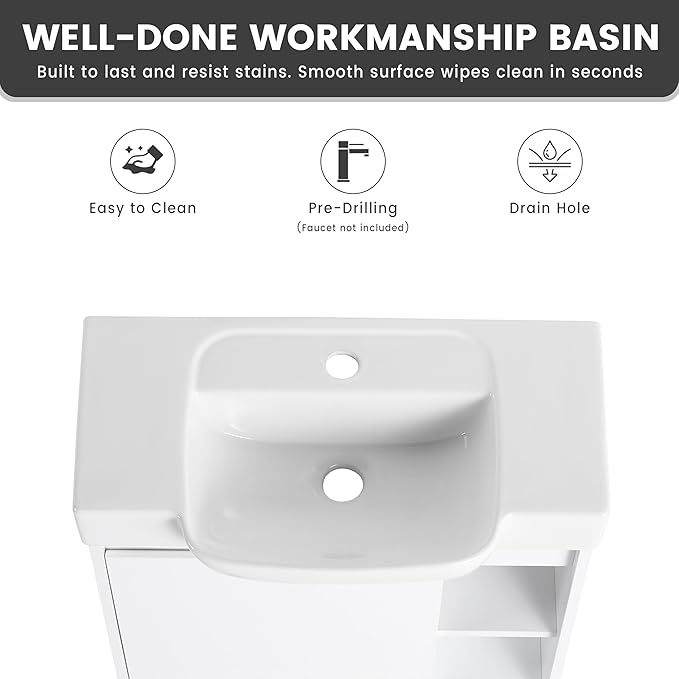 24 Inch Floating Vanity,24" Bathroom Vanity with Sink Combo,Modern Single Sink Bathroom Vanity Combo,White Wall Mounted Cabinet Set