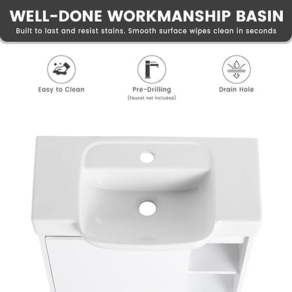 24 Inch Floating Vanity,24" Bathroom Vanity with Sink Combo,Modern Single Sink Bathroom Vanity Combo,White Wall Mounted Cabinet Set