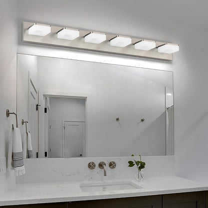 Brushed Nickel Vanity Lights for Bathroom 6-Light Vanity Lighting Fixtures for Mirror 39" Adjustable 5500K Modern LED Vanity Light Over Mirror, Bath Wall Lighting Fixtures