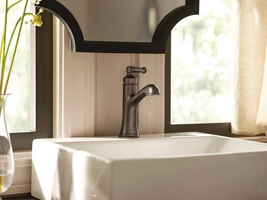 Moen Dartmoor Oil Rubbed Bronze Single Handle Bathroom Sink Faucet with Optional Deckplate, 6803ORB