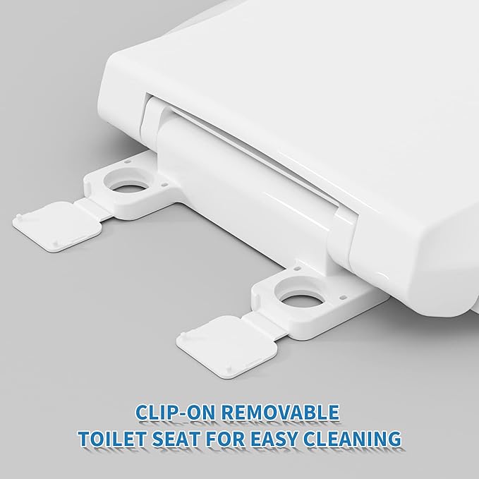 Hibbent Potty Training Toilet Seat, Built-in Magnetic Seat, Lid with Oval Cover, Never Loosen and Slow Close Convertible Toilet Seat for Kids, Adult and Child (White, Round)