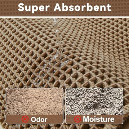 Triohero Waffle Bath Mat, Boho Bathroom Rugs Non Slip Washable, 24x36 Khaki
