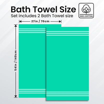 Infinitee Xclusives 100% Ring-Spun Cotton Bath Towels for Bathroom - Pack 2 | Luxury Super Soft, Absorbent & Quick-Drying |27x54 inches| Large Bathroom Towels Set |600 GSM| Gym, Shower, Spa & Hotel Use
