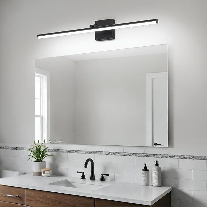 LED Bathroom Vanity Light, Modern Bathroom Light Fixture Over Mirror (Cool White 6000K), Vanity Light Bar with Angle Adjustable, 32 Inch, Black