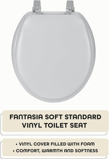 Soft Standard Vinyl Toilet Seat, Silver, 17 in