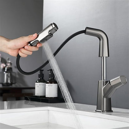 Modern Brushed Gold Bathroom Faucet for Sink Single Handle Lavatory Faucet with Pull and Lift Design Stylish Vanity Faucet for 1 Hole Bathroom Sink，Chrome
