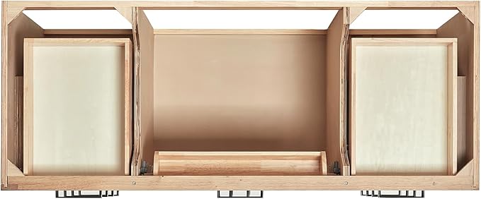 ARIEL Hepburn 54-inch Bathroom Vanity Base Cabinet,Solid Wood, 2 Soft Closing Doors, 9 Dovetail Drawers, White Oak