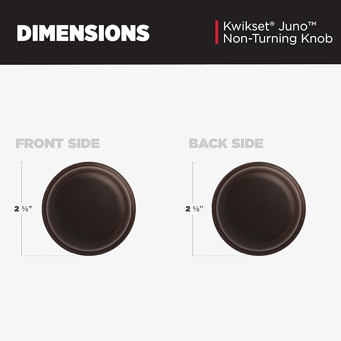 Kwikset Juno Dummy Door Knob, Single Sided Handle for Closets, French Double Doors, and Pantry, Venetian Bronze Non-Turning Interior Push/Pull Door Knob, with Microban Protection (Pack of 10)