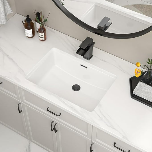 Undermount Bathroom Sink 22''x15'' White Rectangle Bathroom Sink Porcelain Ceramic Sink Vanity Basin Lavatory Sink Vessel Sink