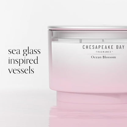 Chesapeake Bay, 14.5oz Ocean Blossom Scented Candle, Mood Evoking Fragrance, Sea Glass-Inspired Jar, Premium Soy Blend Wax with Essential Oils, Coastal Fragrance for Home Décor or Gifting