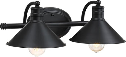 2 Light Bathroom Vanity Light Over Mirror - Black and Gold Farmhouse Wall Light for Bathroom Vanity Powder Room, Rustic Gooseneck Barn Style 2 Bulb Wall Sconce Over Kitchen Sink