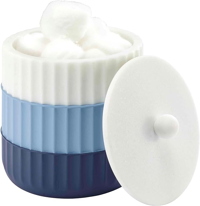 IZOD - Covered Jar, Resin Countertop Accessories, Dorm Room Essentials, Striped Home Decor (Clubhouse Collection, Blue)