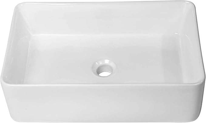 Lordear Vessel Sink Rectangle 21"x14" Bathroom Sink Rectangular Modern Above Counter White Porcelain Ceramic Vessel Vanity Sink Art Basin