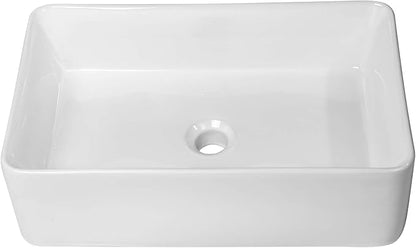 Lordear Vessel Sink Rectangle 21"x14" Bathroom Sink Rectangular Modern Above Counter White Porcelain Ceramic Vessel Vanity Sink Art Basin