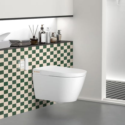 Art3d Grid Tile Peel and Stick Backsplash, 10-Pack, Dark-Green & Warm White | 12 x 12 Inch, Enhanced Thickness, Superior Adhesion, Moisture Resistant, Long-Lasting, Minimalist Look, for Kitchen Decor