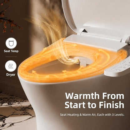 BRAVAT® Electric Bidet Toilet Seat Elongated, Heated, Soft Close | Front/Rear wash, Instant heated seat&warm water&air dryer, Night light, Stainless steel nozzle, German engineered