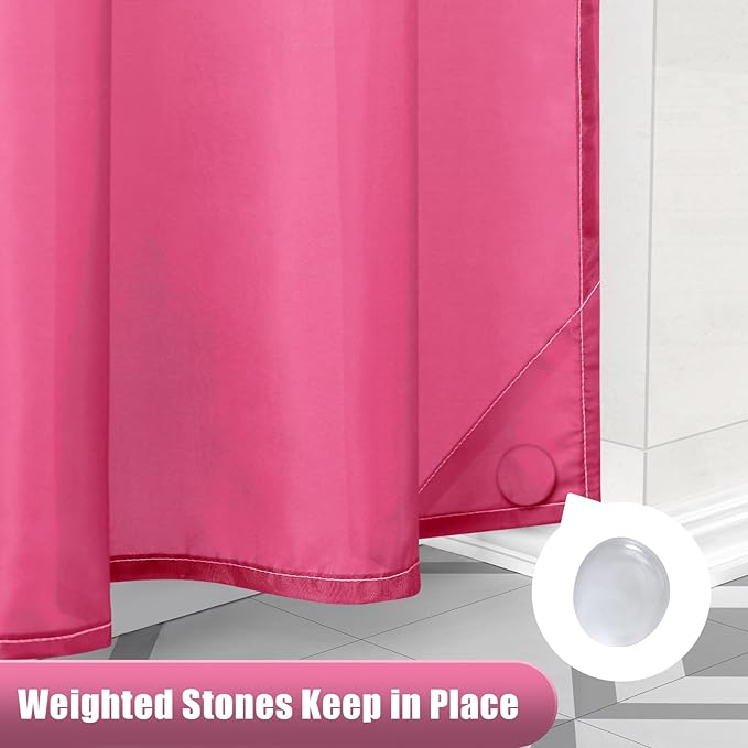 OLANLY Luxury Hot Pink and White Ombre Shower Curtain Sets with 12 Hooks, Waterproof and Washable Decorative Shower Curtains for Bathroom, 72x72 Inches