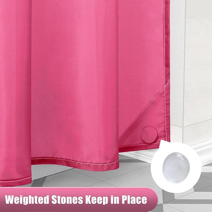 OLANLY Luxury Hot Pink and White Ombre Shower Curtain Sets with 12 Hooks, Waterproof and Washable Decorative Shower Curtains for Bathroom, 72x72 Inches