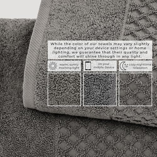 Great Bay Home Bath Towels - 100% Cotton 4 Pack 54x27 Bath Towel Set - Absorbent, Durable, Quick-Dry Towels for Bathroom (Dark Grey)