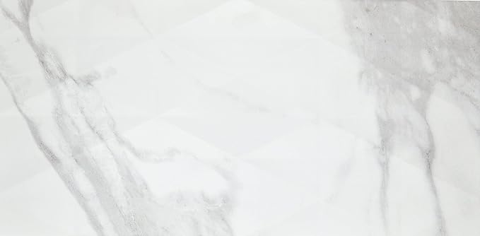Daltile Perpetuo 12" x 24" Marble Look Ceramic Multi-Geometric Wall Tile in Satin Brilliant White for Kitchen Backsplashes, Living Room or Bathroom Walls | (8 PC Per Carton) (15.52 SQFT Per Carton)