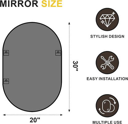 Black Oval Bathroom Mirror for Over Sink, 2 Pack 20"x30" Wall Mirror | HD Shatterproof Glass, Metal Framed, Oval Vanity Mirrors for Bathroom, Bedroom, Living Room, Entryway, Horizontal or Vertical