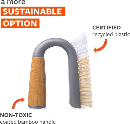 Full Circle Grunge Buster, Grout & Tile Scrub Brush, Recycled Materials, Tough & Durable, Grey