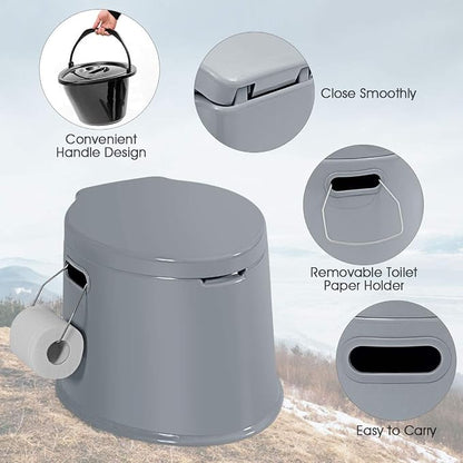Giantex Portable Travel Toilet with Detachable Inner Bucket and Removable Paper Holder, Lightweight Outdoor & Indoor Toilet for Camping, Hiking, RV, Boating and Trip, Porta Potty