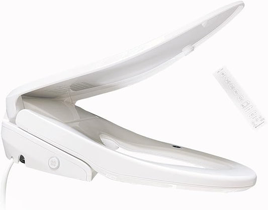 By Fluidmaster 9500E-001 Electronic Bidet Heated Toilet Seat with Warm Water and Air Dryer, Deodorizer, Easy Install, Elongated, White