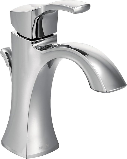 Moen Voss Chrome One-Handle Single Hole Bathroom Sink Faucet with Optional Deckplate, 6903