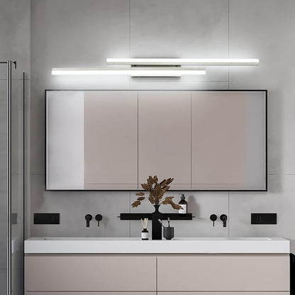 PRESDE 48" LED Bathroom Vanity Light, Modern Brushed Nickel Wall Bar Fixture Over Mirror Dimmable
