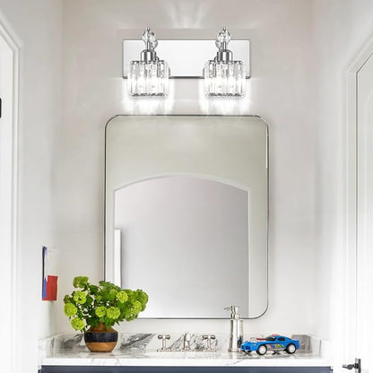 PRESDE Crystal 2 Light Bathroom Vanity Lights Chrom Bathroom Lights Fixtures Over Mirror Modern Bedroom Hallway