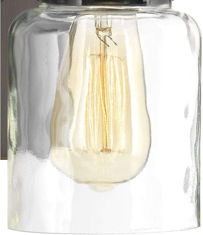 Progress Lighting P300045-020 Calhoun Collection Clear Glass Farmhouse Bath Vanity Light, 1 Light, Antique Bronze
