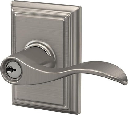 SCHLAGE Accent Lever with Addison Trim Keyed Entry Lock in Satin Nickel - F51A ACC 619 ADD