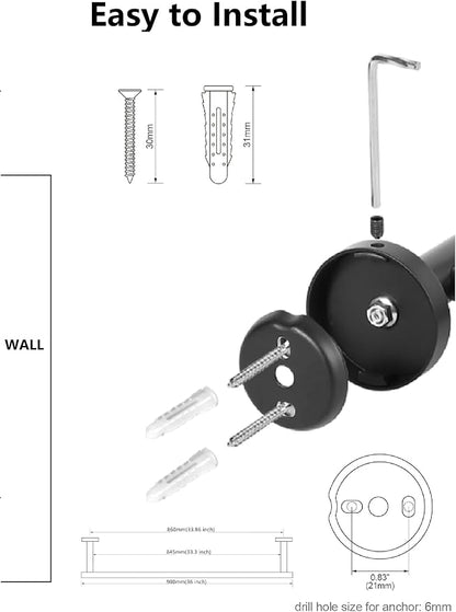 SEIDO Black Towel Bar 36 Inch One-Piece Design, SUS 304 Stainless Steel Towel Holder for Bathroom Wall, Towel Rod with 33" Hanging Length, Heavy Duty Hand Towel Rack, w/ 22lb Capacity & Hardware Kit