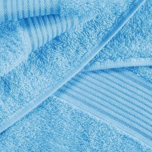 Belizzi Home Cotton 2 Pack Oversized Bath Sheet 35x70, Large Bath Sheet, Ultra Soft, Absorbent, Compact, Eco-Friendly, Recyclable, Quick Drying and Lightweight Towel - Sky Blue
