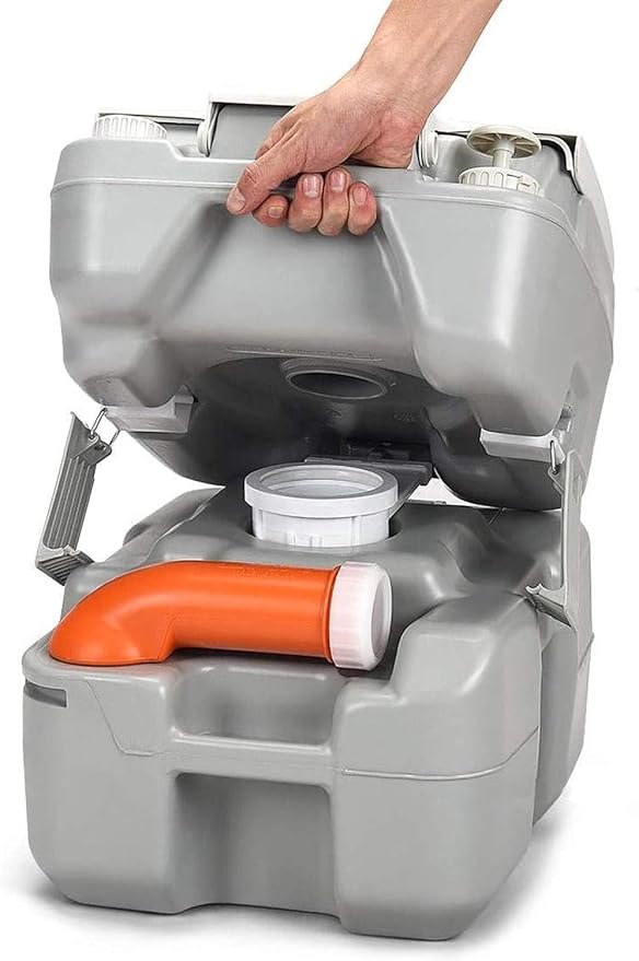 S AFSTAR 5.3 Gallon Portable Toilet for Camping, RV Camping Toilet with Level Indicator, 3-Piston Pump Flush, Fresh Water & Waste Split Tank, Outdoor Porta Potty for Travel Trips Hiking Boating