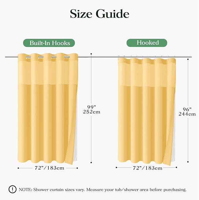 Gold Hook Free Waffle Shower Curtain & Snap-in Fabric Liner,72x99 | Less Time to install, 3 in 1 Fabric Shower Curtain and Liner Set with Magnets, Extra Long, Shower Curtains for Bathroom