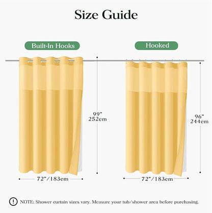 Gold Hook Free Waffle Shower Curtain & Snap-in Fabric Liner,72x99 | Less Time to install, 3 in 1 Fabric Shower Curtain and Liner Set with Magnets, Extra Long, Shower Curtains for Bathroom