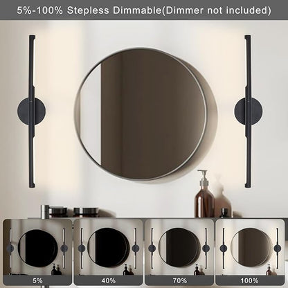 Matte Black Bathroom Light Fixtures Over Mirror 24 Inch, 18W 360° Rotatable Dimmable 4000K Led Vanity Light Bar, Modern Bathroom Vanity Lights Above Mirror, Led Bathroom Lighting